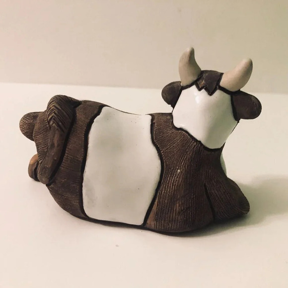 Vintage Hand Made Casals Bull Figurine Clay  Art 5.5 Inch Long Pottery Figure - Picture 6 of 16